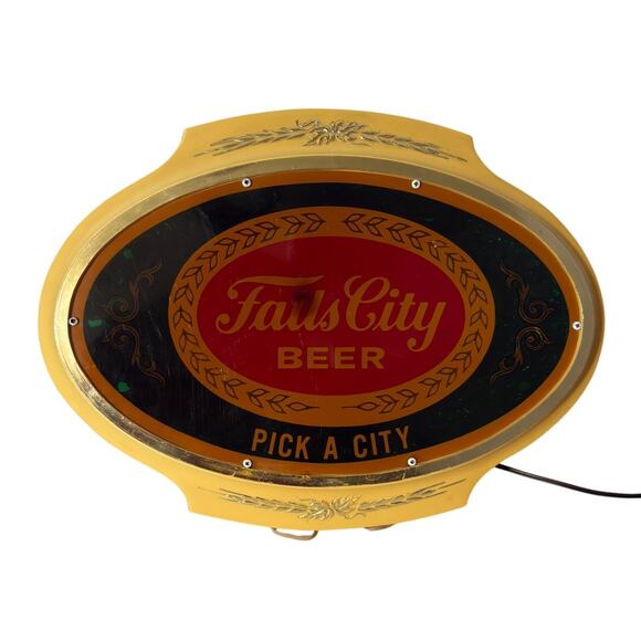 Vintage 1981 Falls City Beer Lighted Sign Oval Wall Bar Decor Pick A City - Picture 13 of 16